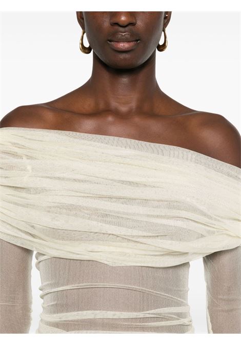 Beige veiled off-shoulder top  CHRISTOPHER ESBER - women CHRISTOPHER ESBER | 22041008BTTR